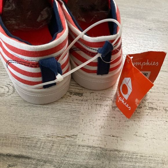 Oomphies red white blue slip on sneakers Size 2 NWT - Picture 5 of 8